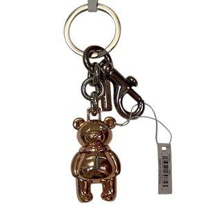 Coach Rose Gold Bear Bag Charm Keychain | Metal Teddy | NWT w/ Dust Bag